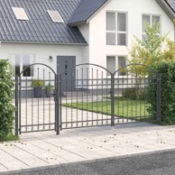 Vrata ograde za vrt s arhivnim vrhom 400x100 cm čelik, siva
