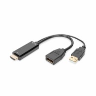 DIGITUS HDMI adapter M - DisplayPort 4K 30Hz 20 cm AK-330101-002-S, siva
