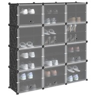 Organizator za cipele za pohranu s 12 kocki i vratima crni PP