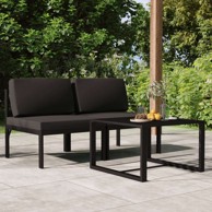 3-dijelna vrtna garnitura s jastucima aluminijska antracit, 2 x srednja, stol