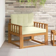 Sofa srednja za vanjsku upotrebu, čvrsto drvo akacije, okomite letvice, krem