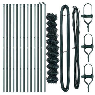 Ograda od lančanih veza s 13 stupova,1.2x25 m,galvanizirani čelik,zelena