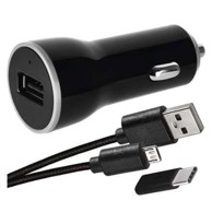 EMOS Auto USB punjač 2.1A + micro USB kabel + USB-C adapter 1704021900