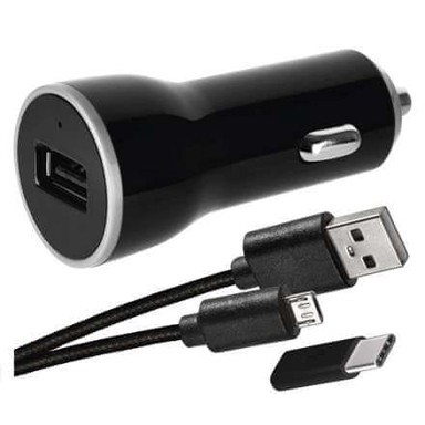 EMOS Auto USB punjač 2.1A + micro USB kabel + USB-C adapter 1704021900