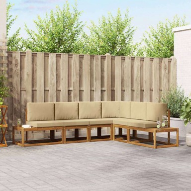 Set vanjskih sofa s jastucima, prirodna i bež, 6 kom