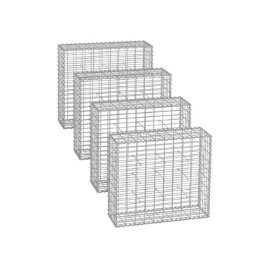 SONGMICS Gabionska košara, 100 x 90 x 30 cm, srebrna