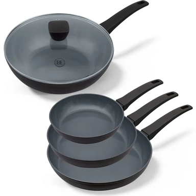 BE LIVING Set tava Delight Black, 20 cm, 24 cm, 28 cm i wok tava 28 cm s poklopcem
