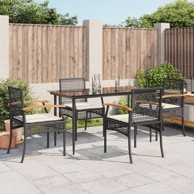5 dijelni vrtni blagovaonski set s jastucima od poliratana crni, 140 x 70 x 74 cm