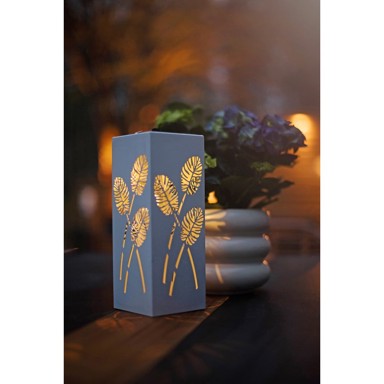 STAR TRADING Bijeli solarni LED svjetlosni ukras od metala Albaleaf