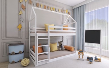 Drveni dječji krevet na kat Axel, 200 x 90 cm, bijeli