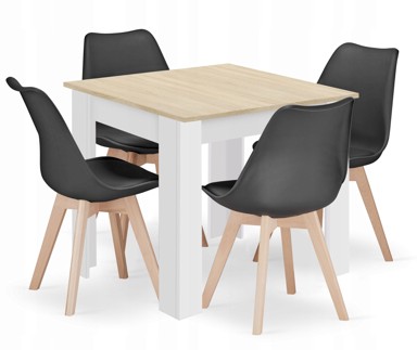 Set stol i stolice, 80 x 80 cm, 4 stolice MARK, crna