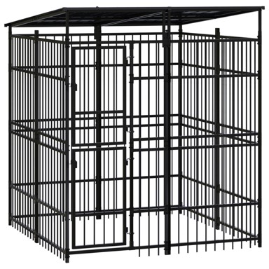 Vanjski kavez za pse s krovom čelični 3,69 m²