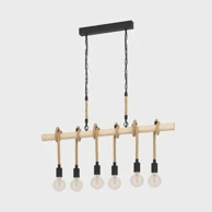 EGLO Visilica Youngstown, E27, drvo, konop, crna