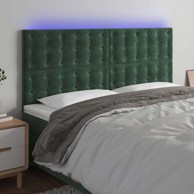 LED uzglavlje 200x5x118/128 cm, baršunasto, tamno zelena