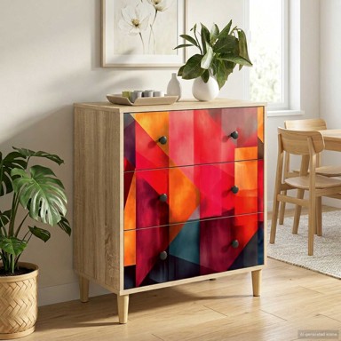 Komoda Heesch 66 x 36,5 x 75 cm od konstruiranog drva, tisak boja