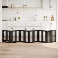 Vrata za pse s vratašcima 6 panela sklopiva 300 cm drvo topole 50 x 60 x 2 cm, crna