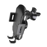 TECHSUIT Držač za mobitel s bežičnim punjenjem CAPD032, crni, 10 W, za nadzornu ploču/vjetrobransko staklo/ventilacijski otvor