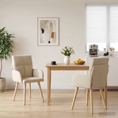 Blagovaonske stolice 2 kom 60 x 56 x 96 cm, tkanina, krem