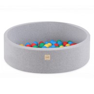 PLUSH NEST Bazen s 200 loptica, 90x30 cm, svijetlo sivi
