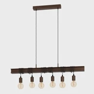 EGLO Visilica Townshend 4, 6xE27, antik smeđa, crni kabel