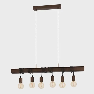 EGLO Visilica Townshend 4, 6xE27, antik smeđa, crni kabel