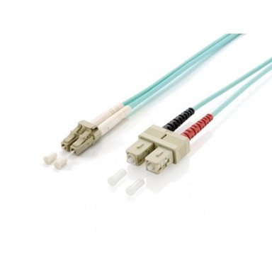 EQUIP LWL patch kabel LC na SC, OM3, multimode, duplex, tirkizni, 1 m