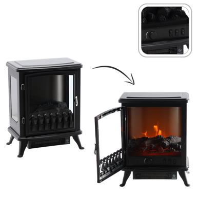 CHOMIK Kaminska peć s imitacijom plamena, 900 W, 1800 W