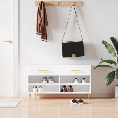 Klupa za cipele sjajna bijela 102x35x55 cm konstruirano drvo