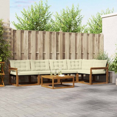 Set vanjskih sofa, 6 kom, s jastucima, prirodna i krema