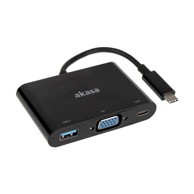 AKASA USB-C na VGA konverter s USB 3.0 Type-A portom, AK-CBCA02-15BK