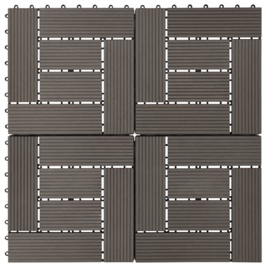 Pločice za trijem 11 kom WPC 30 x 30 cm 1 m² tamnosmeđe