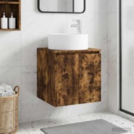 Umivaonik s policom za zid 49,5 x 44,5 x 65,5 cm, dimljeni hrast