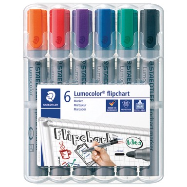 STAEDTLER Flipchart marker 356 WP6, Lumocolor, 2 mm, PK6, sortirane boje