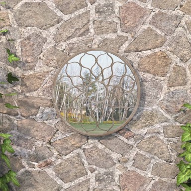 Vrtno ogledalo, okruglo, 60 x 3 cm, željezno, vanjska upotreba, crno