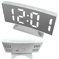 VERK Digitalni LED sat s alarmom i ogledalom USB, bijeli