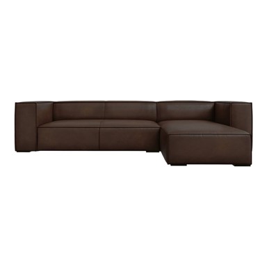 WINDSOR & CO SOFAS Tamnosmeđa kožna kutna garnitura (desni kut) Madame, 290x173x68 cm