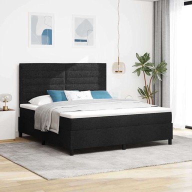 Box spring krevet s madracem, crni, 180 x 200 cm