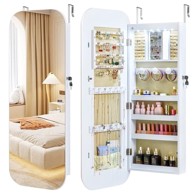 NORTHIX Ormarić za nakit s LED ogledalom pune dužine, zidni, 107 cm, MDF, bijeli