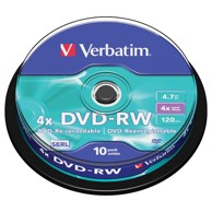 VERBATIM DVD-RW medij 43552, Mat Silver, 4×, 4,7 GB, spindle, 10 kom