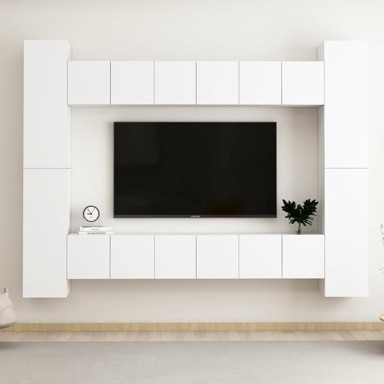 10-dijelni set TV ormarića bijeli od konstruiranog drva