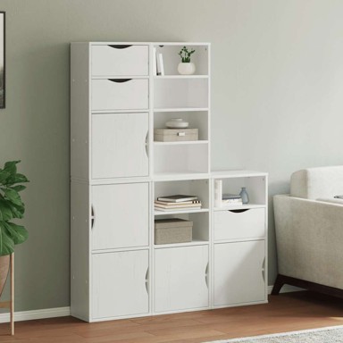 Bočni ormarići 5 kom ODDA bijeli 40x24x79 cm puno drvo bor