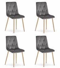 LIBRA Stolica set, baršun, noge drvo, tamno siva, 4 komada