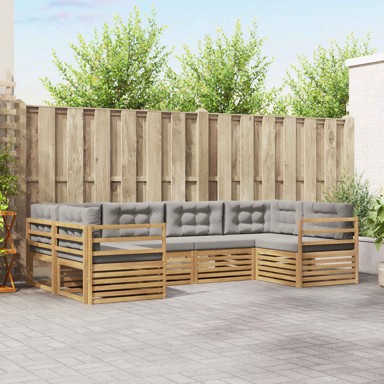 Set vanjskih sofa 6-dijelni, bijeli i svjetlosivi