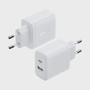 UGREEN Zidni punjač, 20W, 1×USB-C + 1×USB-A, bijeli