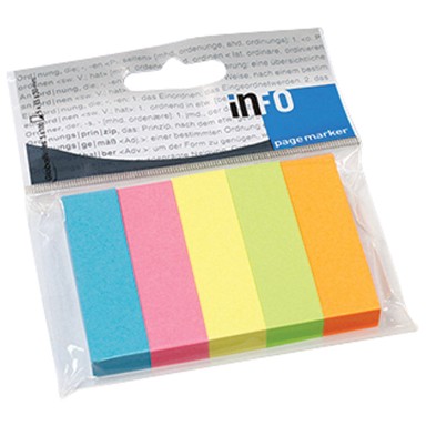 GLOBAL NOTES Papirnate zastavice 5679-39-PK5, 15 x 50 mm, 5 boja x 100 listića, sortirano, blister