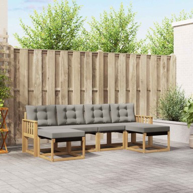 Set vanjskih sofa s jastucima 6 kom, bijela i svjetlosiva