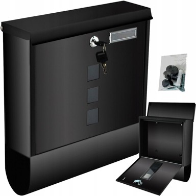VERKGROUP Poštanski sandučić, crni + ladica za novine