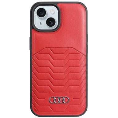AUDI Futrola za Apple iPhone 15 Plus od sintetičke kože, crvena, MagSafe