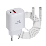 RIVAPOWER Punjač PS4192 WD4, zidni, 20W PD/QC 3.0, USB-C + USB-A, bijeli + USB-C kabel 1.2 m