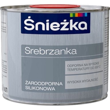 ŚNIEŻKA Silikonska boja za metal otporna na toplinu, srebrna, 0,5 l